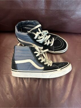 Vans Kids High-Top Sneakers Black and Blue with White Stripe